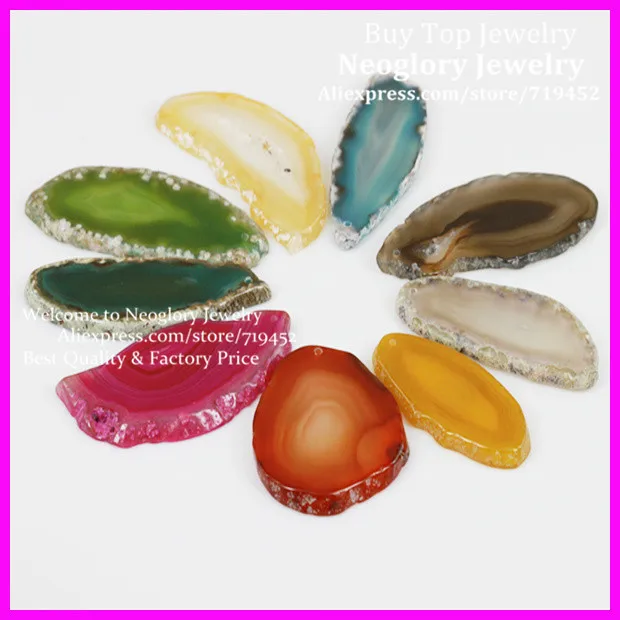 

10PCS Nature Gems Stone Slice Druzy Pendant Freeform Mix Color Druzy Drusy Stone Slice Pendant Druzy Geode Quartz Pendant