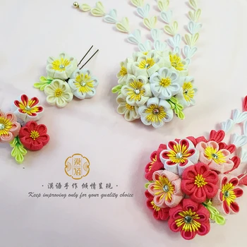 

DIY Japanese Headwear Traditional Style Fashion Geisha Canvas Floral Lovely Hair Sticks Headdress Free Shipping