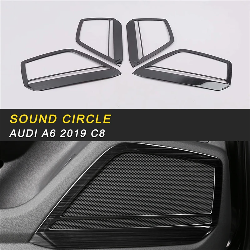 

Car Styling Loudspeaker Sound Cover Trim Frame Sticker Chrome Interior Accessories For Audi A6 C8 2019