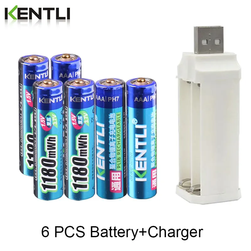 Kopen KENTLI 1.5v 1180mWh aaa Lithium Oplaadbare Batterijen + 4 Slots Lader voor Klok Afstandsbediening Speelgoed Elektronische