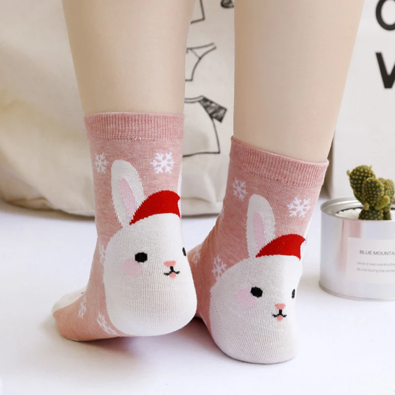Christmas Socks for Women Girls Thicken Cotton Socks Winter Warm Cartoon Animals Pattern Sock Lovely Comfortable Ladies Socks