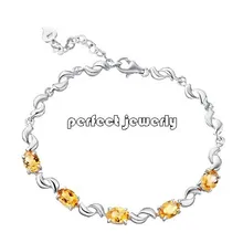 Натуральный цитрин браслет 925 Серебряный браслет-цепочка 0.45ct* 5 шт. камни прекрасно желтый кристалл ювелирные изделия