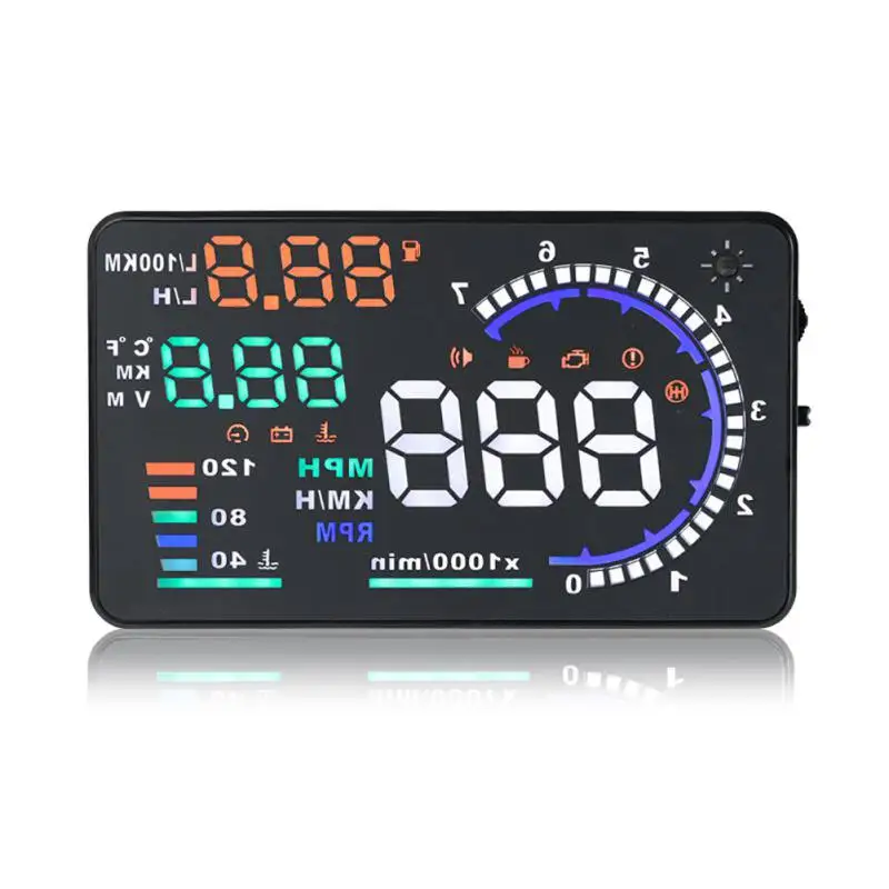 

A8 5.5" HUD Car Head Up Display LED Windscreen Projector OBD2 Scanner Speed Warning Fuel Consumption Data Diagnostic