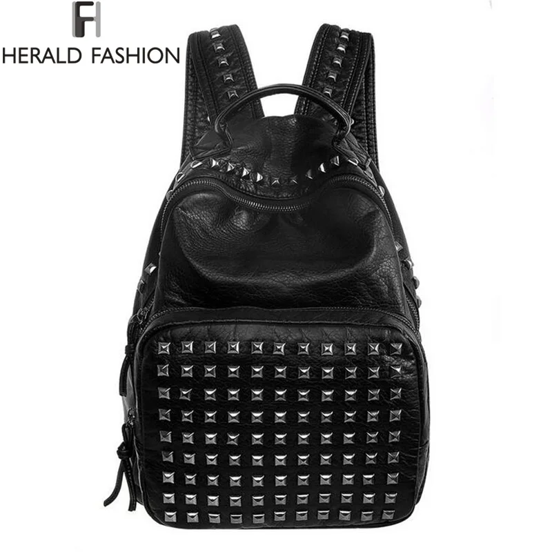 font b Women b font Waterproof PU Leather Rivet font b Backpack b font Ladies