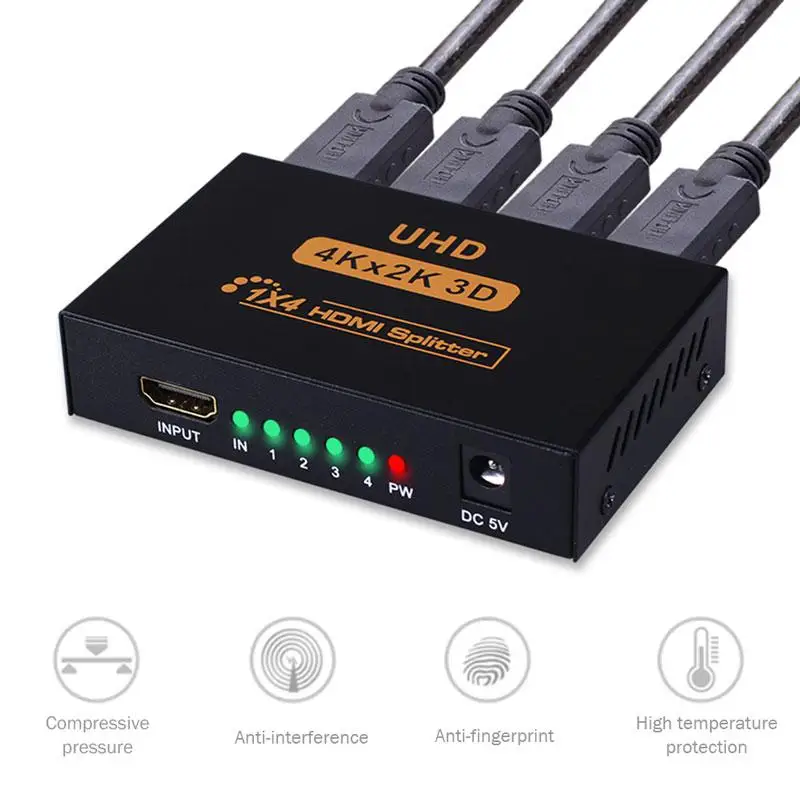 HDMI 1 в 4 выхода 1080p 4K 1x2 HDCP Стриппер 3D сплиттер усилитель силового сигнала