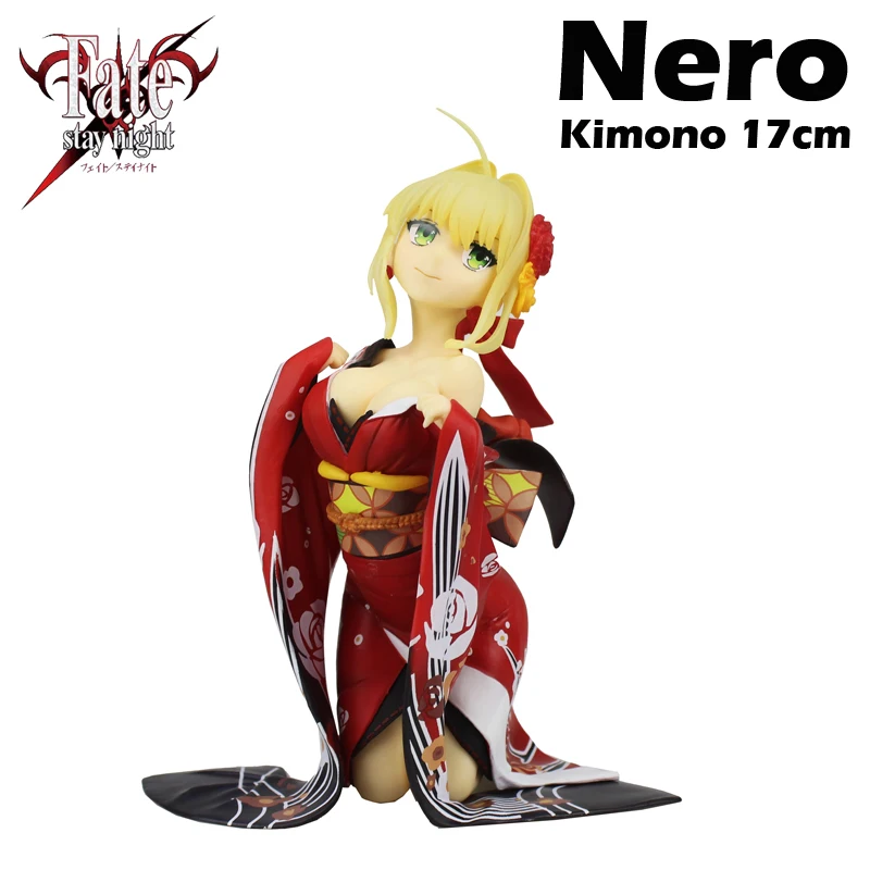 

Free Shipping 7" Fate Extella Anime Nero Claudius Red Saber Kimono Kneeling Boxed 17cm PVC Action Figure Model Doll Toys Gift