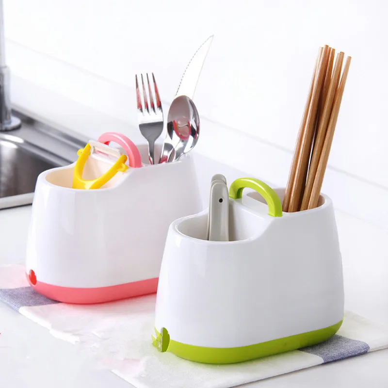 Kitchen Plastic Chopsticks Storage Rack Chopsticks Cage Box Shelf Spoon