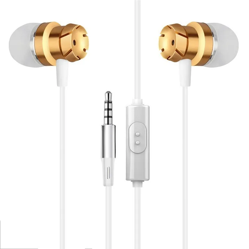 3,5 мм разъем в уши Проводные супер бас наушники для OPPO F5 Youth(A73) наушники беговые наушники гарнитура - Цвет: Золотой