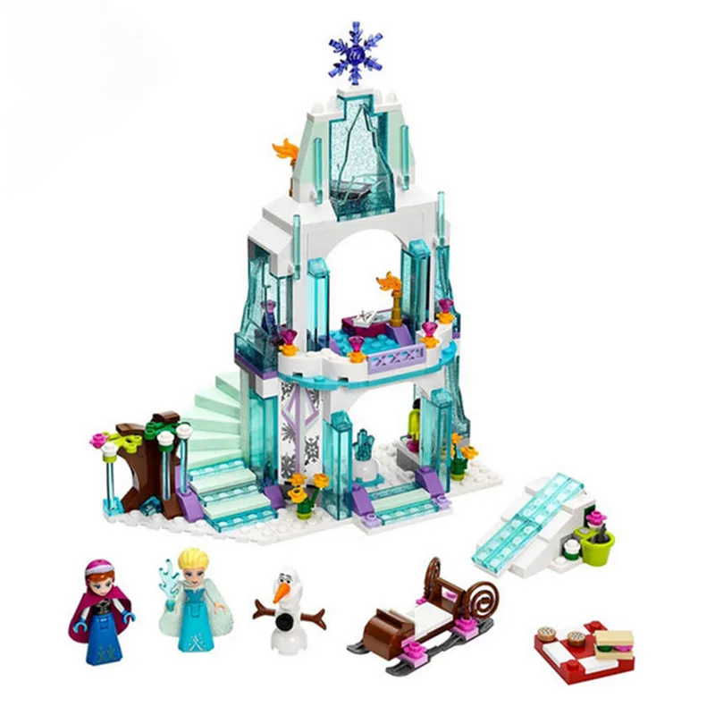 

316pcs Friends Diy Anna Elsa Snow Queen Elsa's Sparkling Ice Castle Block Compatible With Legoingly Brick Toys Gift For Children