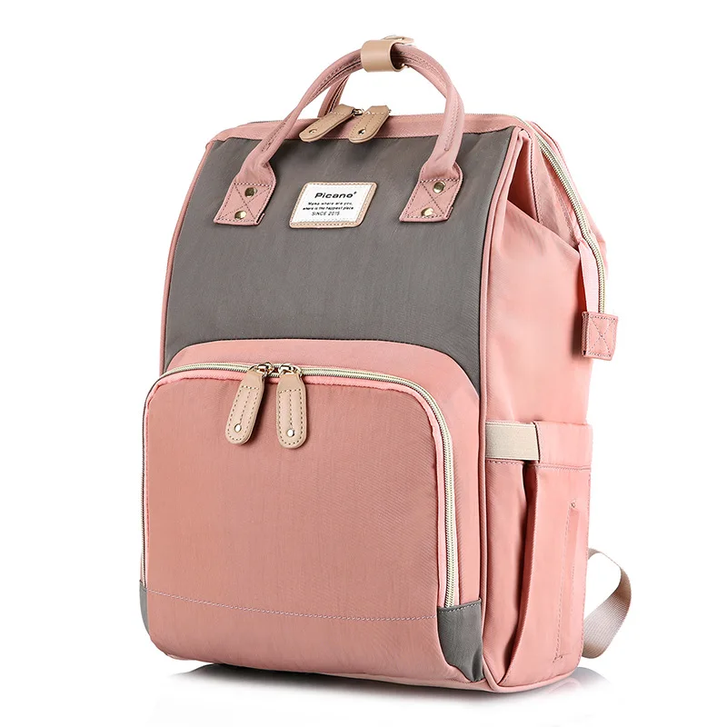 Fashion Mummy Bag shoulder Multi-function Large Capacity Potchwork Contrast Mother Bag Maternal Baby Bottle Diaper Backpack