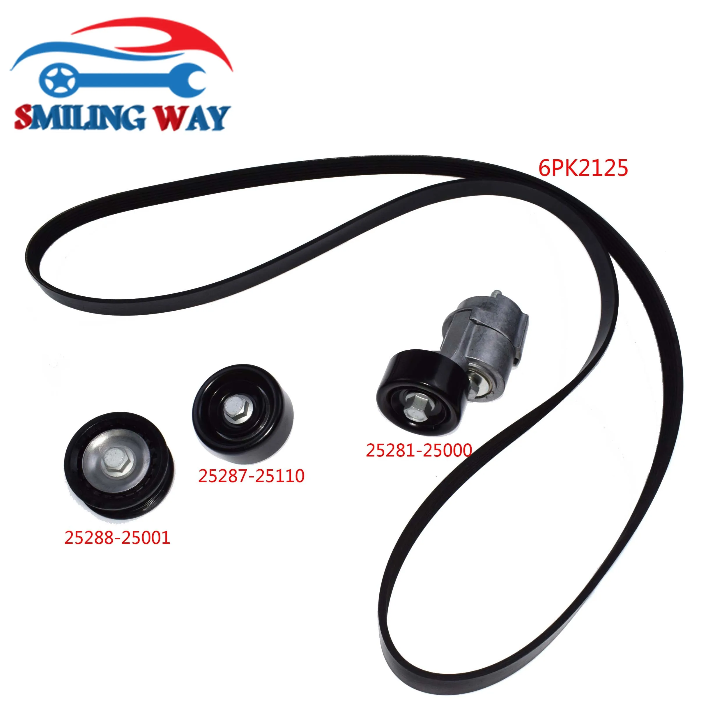 V ribbed Belt & Tensioner & Idler Pulley untuk Hyundai Sonata Tucson