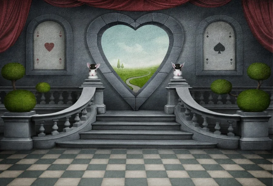 

Laeacco Stone Wall Rabbit Heart Poker Photo Backgrounds Customized Photography Backdrops For Photo Studio