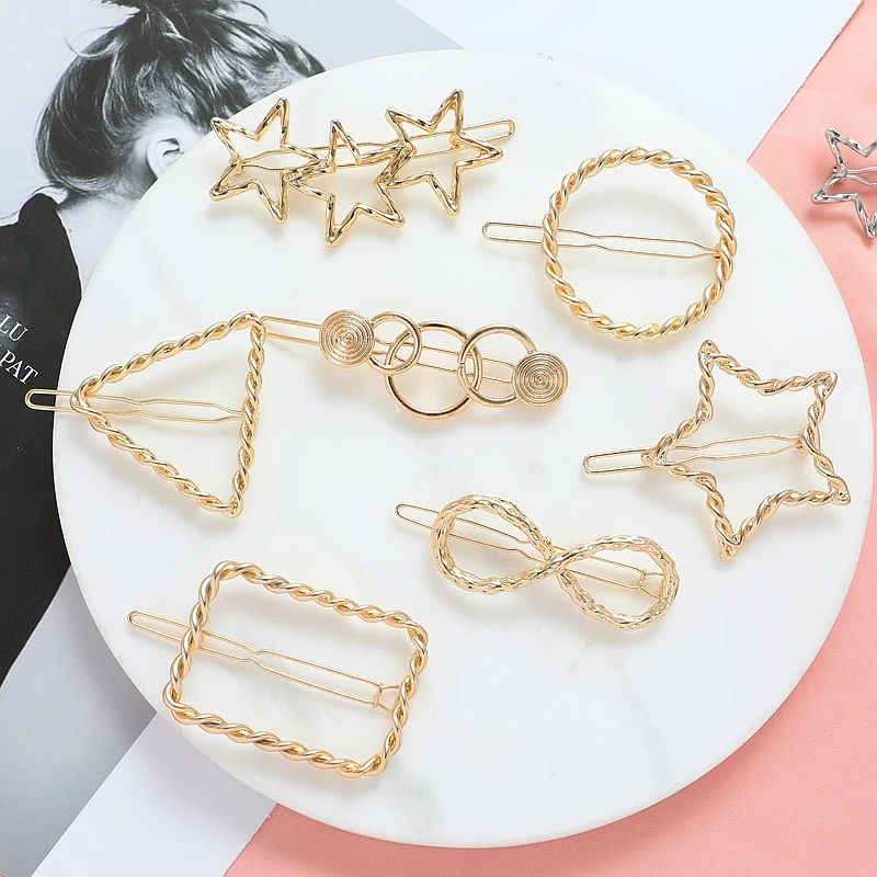 

European and American Popular Women Simple Metal Geometric Triangulum Hairpin Temperament Contracted Hair Clips Hair Accessories