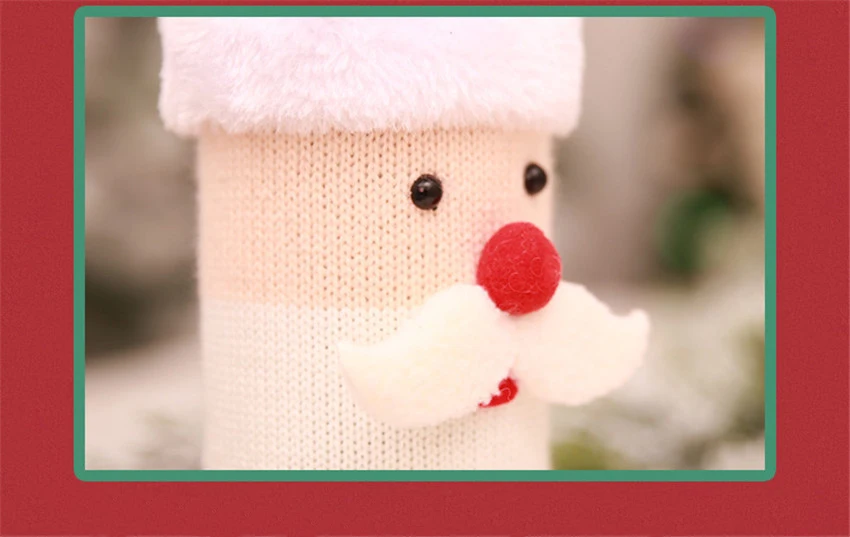1 шт., вязаные чулки с рождественским снеговиком и оленем, подарочные пакеты для конфет, набор бутылок для вина, рождественские украшения, рождественские носки