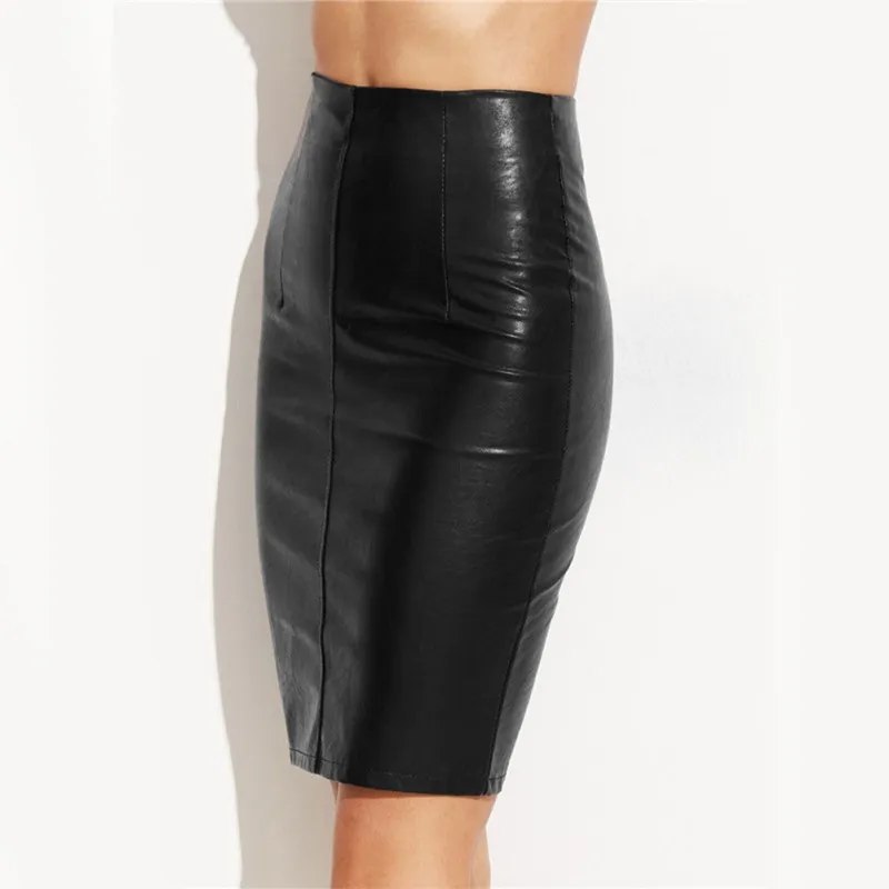 

Fashion Women Skirts 2017 Female Sexy Punk High Street Stylish Black Bodycon skirt women Spring Summer PU Leather Skirt