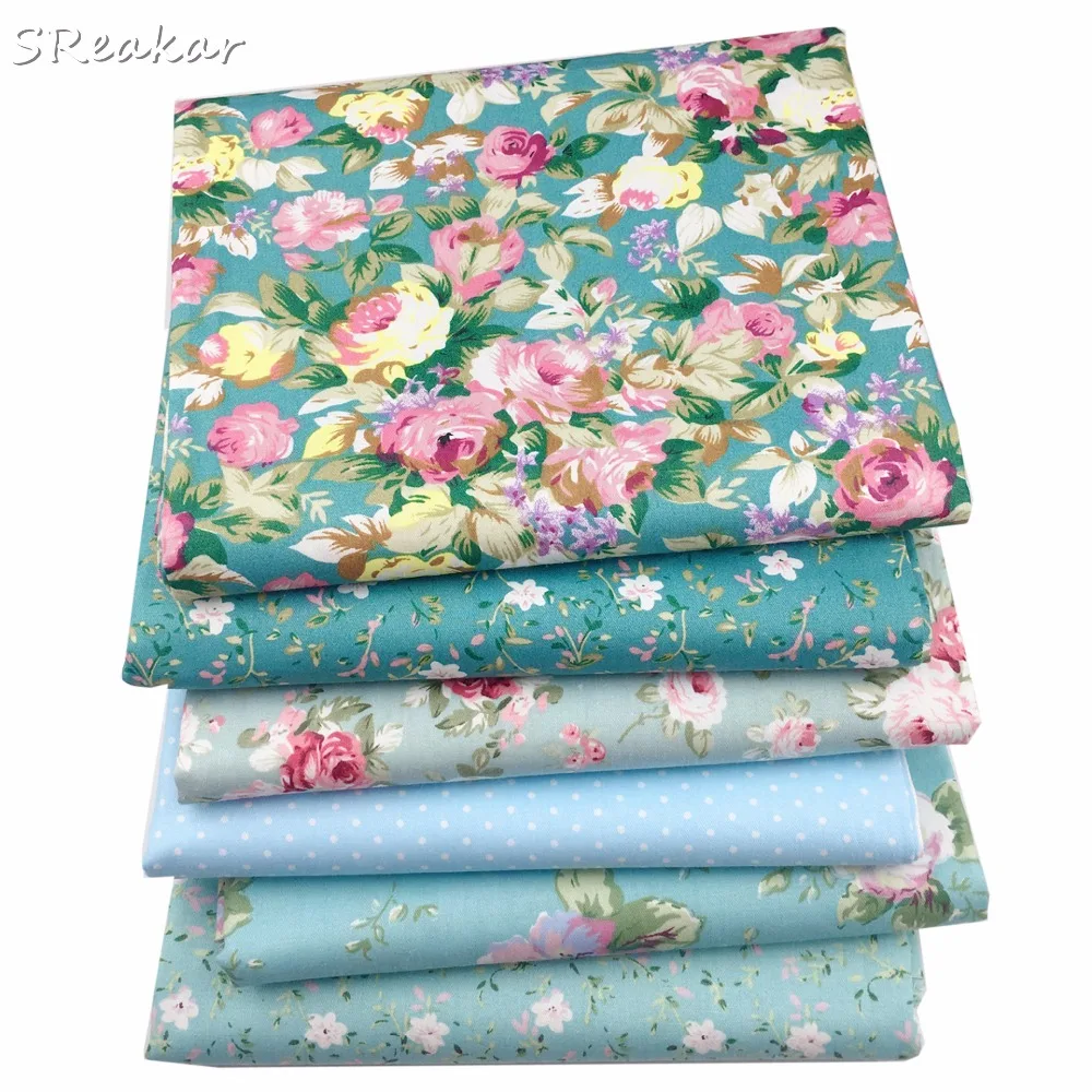 Sraekar, синий цветочный цветок, хлопковая ткань, Лоскутная стеганая ткань, DIY шитье ремесло ткань для вышивания кукол Tissus Tilda для ребенка и ребенка