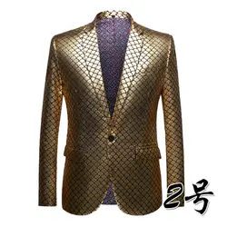 OSCN7 свободное, облегающее бренд золото печати блейзер для мужчин 2019 Жених Свадебный Для модные вечерние пиджак 11
