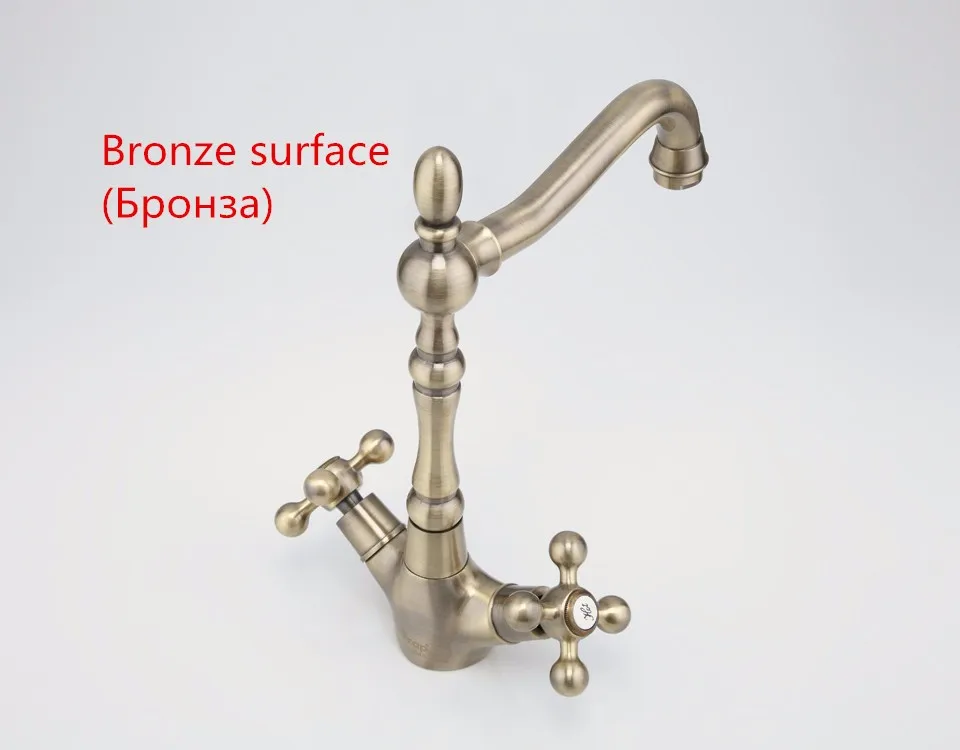 Frap Kitchen Faucets Antique Brass Bathroom Sink Faucet Spout Double Cross Handle 360 Degree Swivel Bath Basin Mixer Tap F4019-4