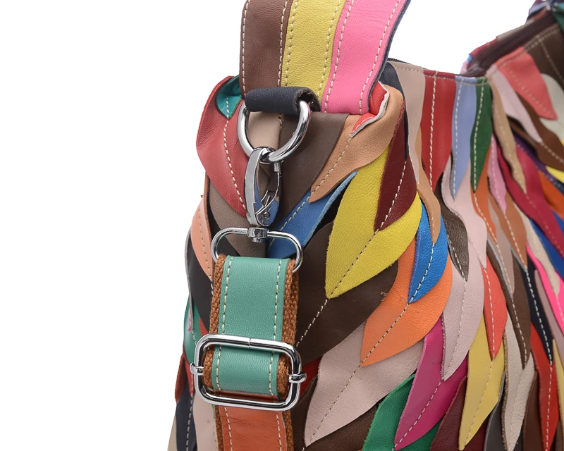 San Maries женская сумка-тоут полосатые сумки Лоскутная женская сумка на плечо новая мода Geniune кожаные повседневные сумки
