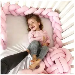 Лидер продаж! одноцветная Детская кровать бампер узел длинные вязаные вручную плетеная плюшевая детская защита для кроватки младенческий