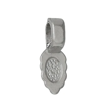 

8SEASONS Glue on Bails For DIY Charm Pendants Leaf (Fits 5mm x 3mm) Can Adhesive Silver Color DIY Jewelry 16mm x 6mm,200 Pcs