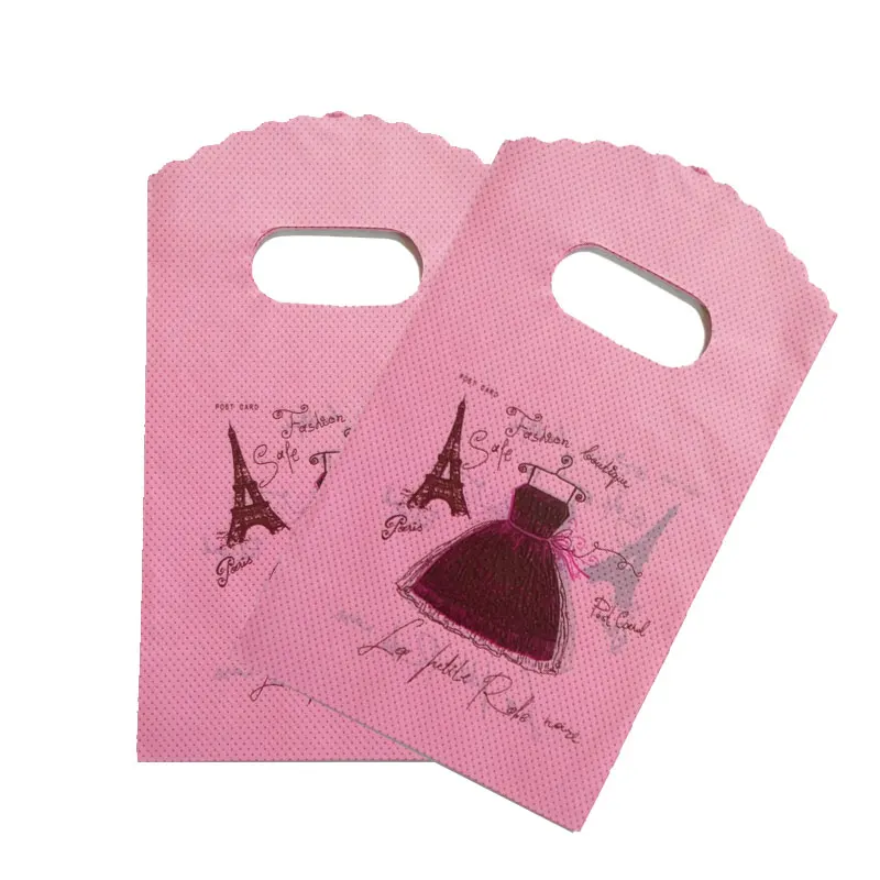 Мини Упаковочные пакеты 100 шт/партия 9x15 см Розовая/бежевая юбка башня пинты подарки из конфет ювелирные изделия бусины хранения пластиковый мешок с ручкой