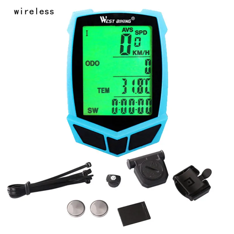 Blue Black Wireless WEST BIKING спидометр для велосипеда беспроводной Велосипедный компьютер водонепроницаемый 20 функций Велосипедный компьютер для руля велосипеда одометр - Цвет: Blue Black Wireless