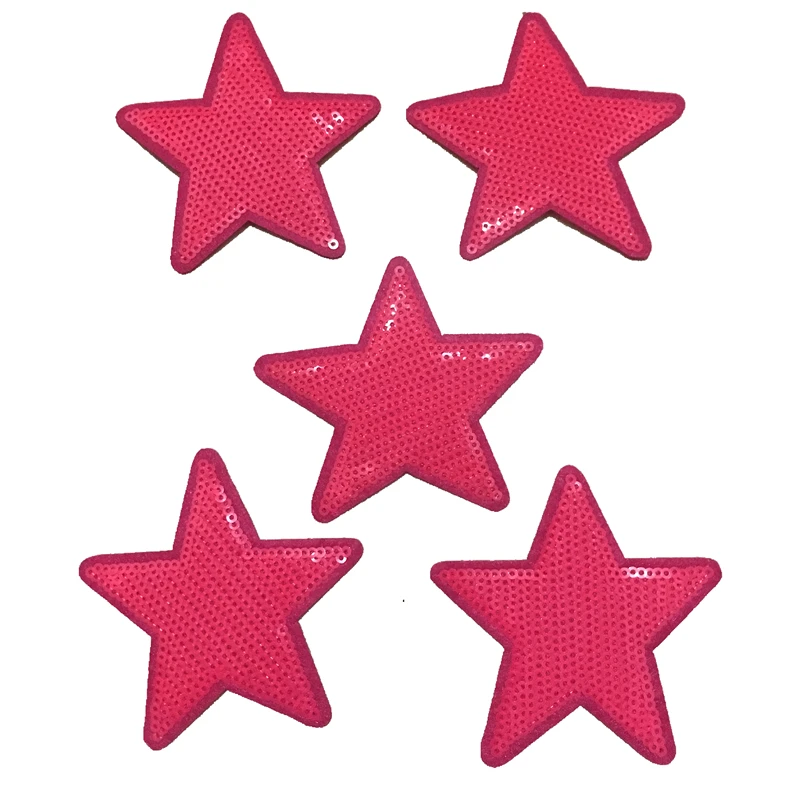 

10 Pieces/lot Small Pink Star Sequined Iron on Patches for Clothes Backpack Stars Sequins Appliques Patch Badge Sewing DIY