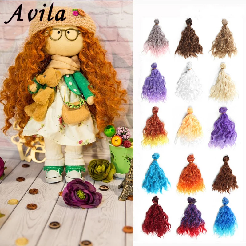 

1pieces Extension Doll Wigs 15*100cm Natural Color Curly Doll Hair for BJD SD Russian Handmade Clothing Doll Wigs