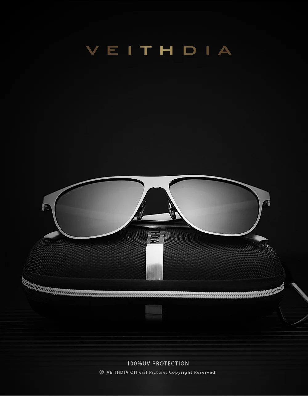 Солнцезащитные очки унисекс VEITHDIA, брендовые дизайнерские очки из нержавеющей стали и пластика TR90 с поляризационными стеклами, степень защиты UV400, для мужчин и женщин, модель 3920