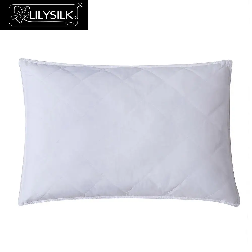 LilySilk Подушка с шелковой подкладкой моющаяся хлопковая покрытая для сна высота 16