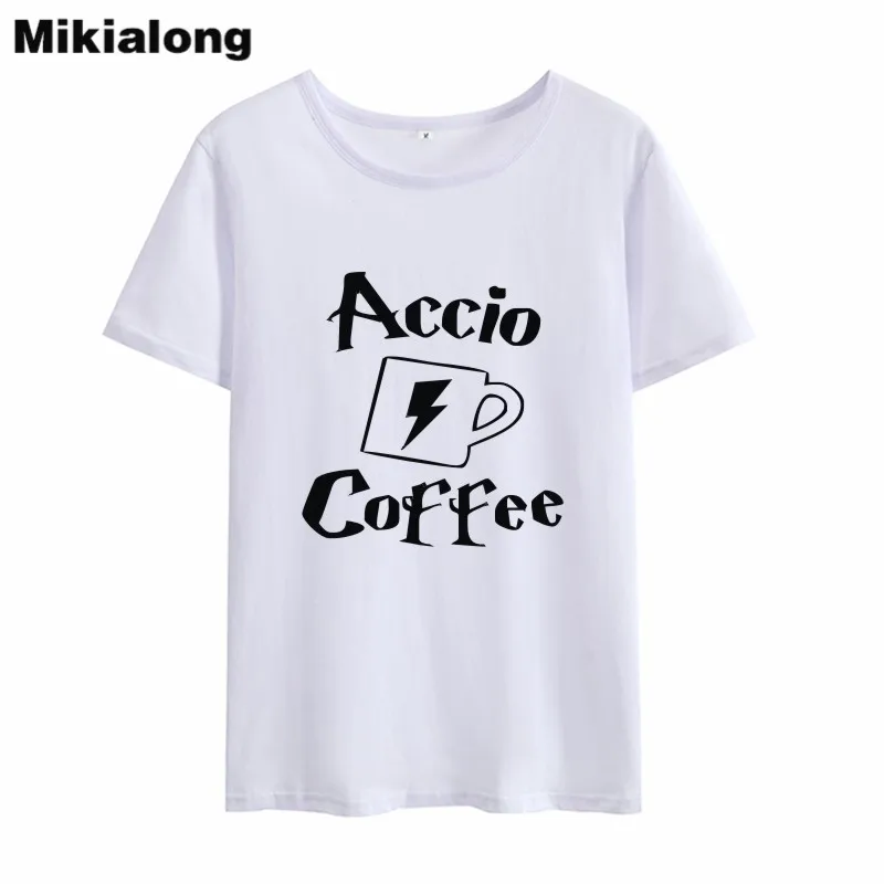

Mikialong ACCIO COFFEE 2018 Summer 100% T Shirt Vintage O-neck Funny T-shirt Femme Casual Short Sleeve Tshirt Feminina Blusas
