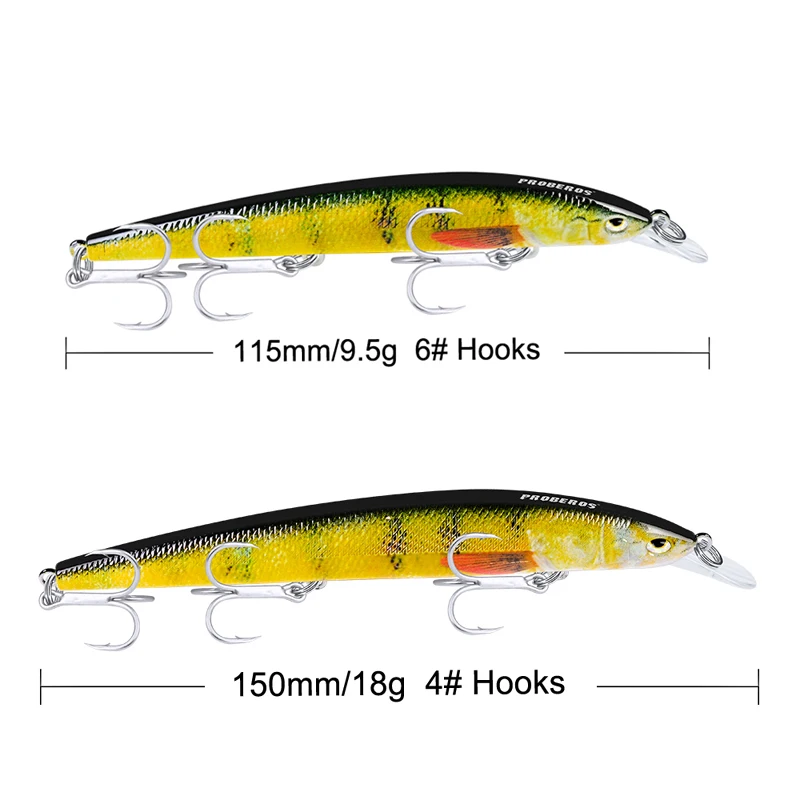 1 шт. Гольян рыболовные приманки два размера принт живопись Искусственный бас наживка 18 г/15 см-9,5 г/11,5 см 6# БКБ крючок глубинное погружение снасти
