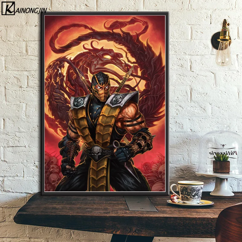 

Posters and Prints Mortal Kombat Poster Scorpion Fighting Game Canvas Painting Wall Art Picture for Living Room Home Decor