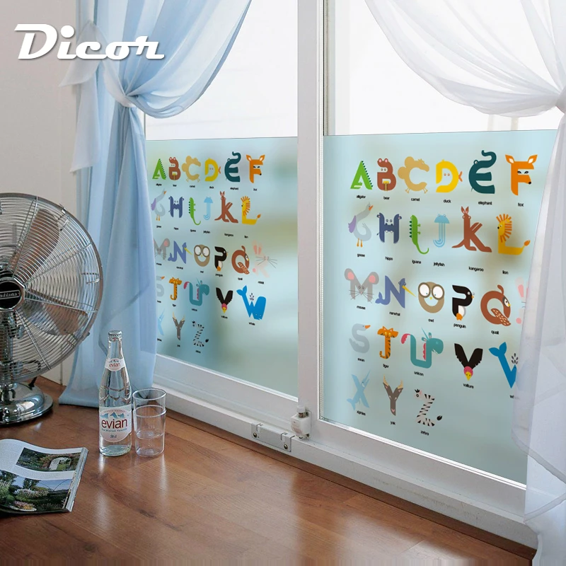 

DICOR Cartoon Window Decorative Films Alphabet For Kids Rooms Nursery Kindergarten Accessories Child Learning Family Education