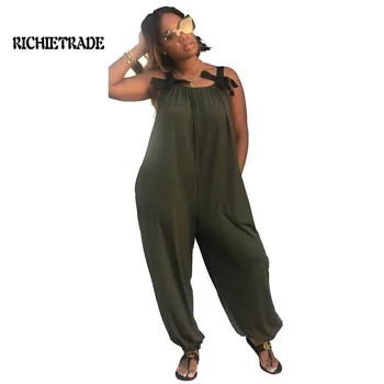 

Richietrade Sexy Woman Jumpsuit Solid Spaghetti Strap Hollow Out Long Pants
