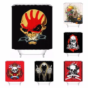 

Custom Waterproof Shower Curtain Evil Skull Printed Bathroom Decor Various Sizes #180320-02-253