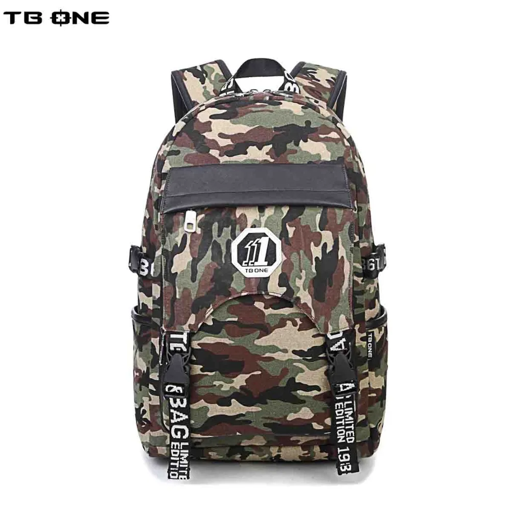 TBONE Canvas Camouflage Laptop Backpack Men Women Rucksack Notebook