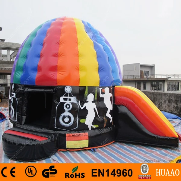 

Free Shipping 2018 New Disco Dome Inflatable Bouncer Castle Combo with Door Cover and Slide and free CE Blower