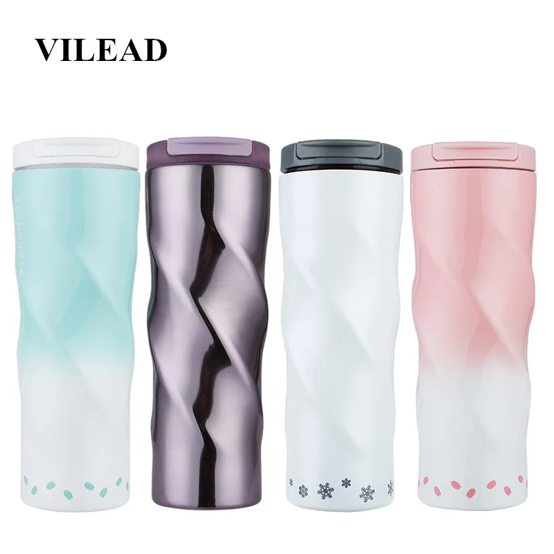 

VILEAD 500ML Spiral Thermos Mug Lady Portable Fashion Stainless Steel Vacuum Flask Insulated Hot Water Bottle Outdoor Drinkware