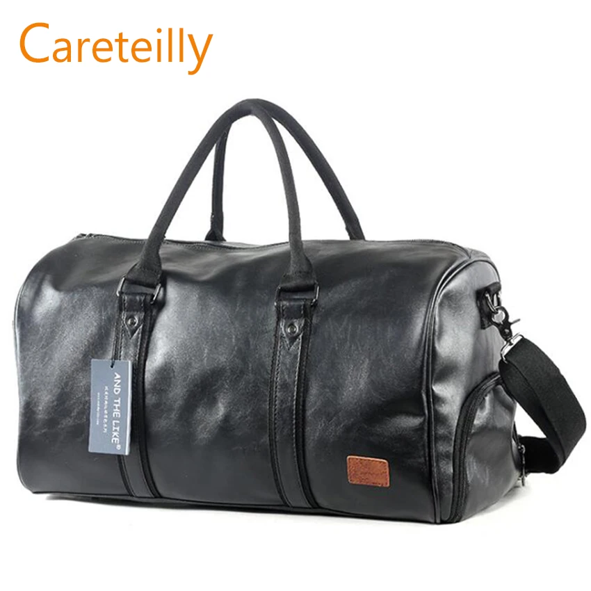 Careteilly PU leathear Travel Duffel Bag Cool man leather duffel bags
