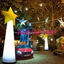 4 м H красивые надувные декорации для сцены освещение надувная колонна со звездой сверху, светящаяся волшебная палочка Реплика для продажи