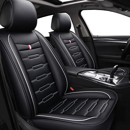 Кожаный чехол с рисунком авто чехлы для сидений mercedes w460 w461 w463 x164 gl x204 w201 w202 w203 w204 w205 w251 - Название цвета: Black white Standard