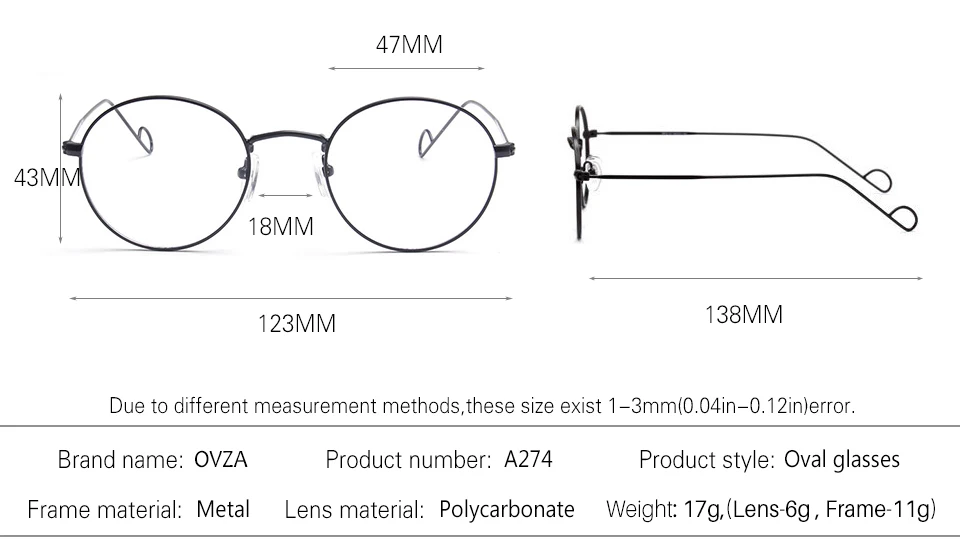 OVZA высококачественная металлическая оправа для очков в стиле унисекс, винтажная оправа для очков для женщин, модные овальные очки, ультра-светильник 274