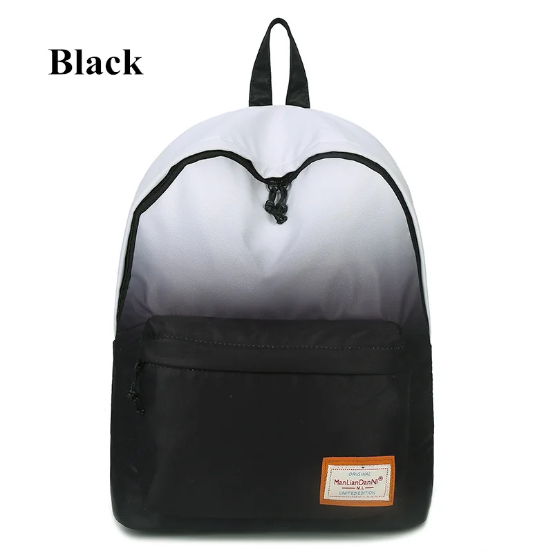 СКИОНЕ Цвет градиента Школьные водонепроницаемые многофунгционнальнные рюкзаки для подростков девочек путешествий - Цвет: Black