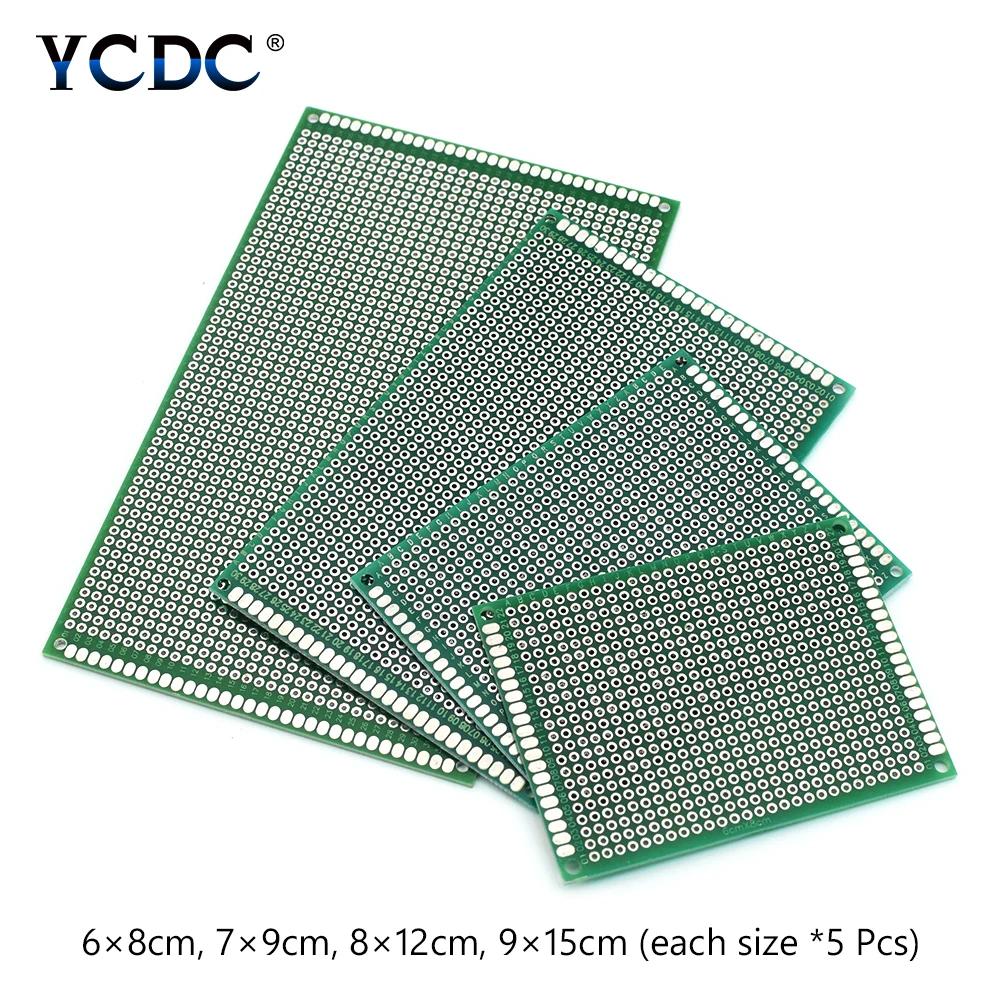

20Pcs PCB Printed Circuit Board Proto Breadboard 4 Sizes Mix For DIY Arduino