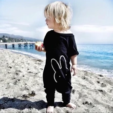 Children’s Clothing Baby Boys Girls Rabbit Bunny Coveralls Cotton Romper Black Short Sleeve Outfits Pajamas Newborn Jumpsuit