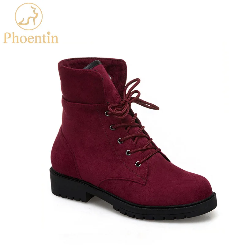 

Wine red boot snow lace up 2018 new arrival warm platform girl boots martin flat heels ladies winter shoes yellow PHOENTIN PH089