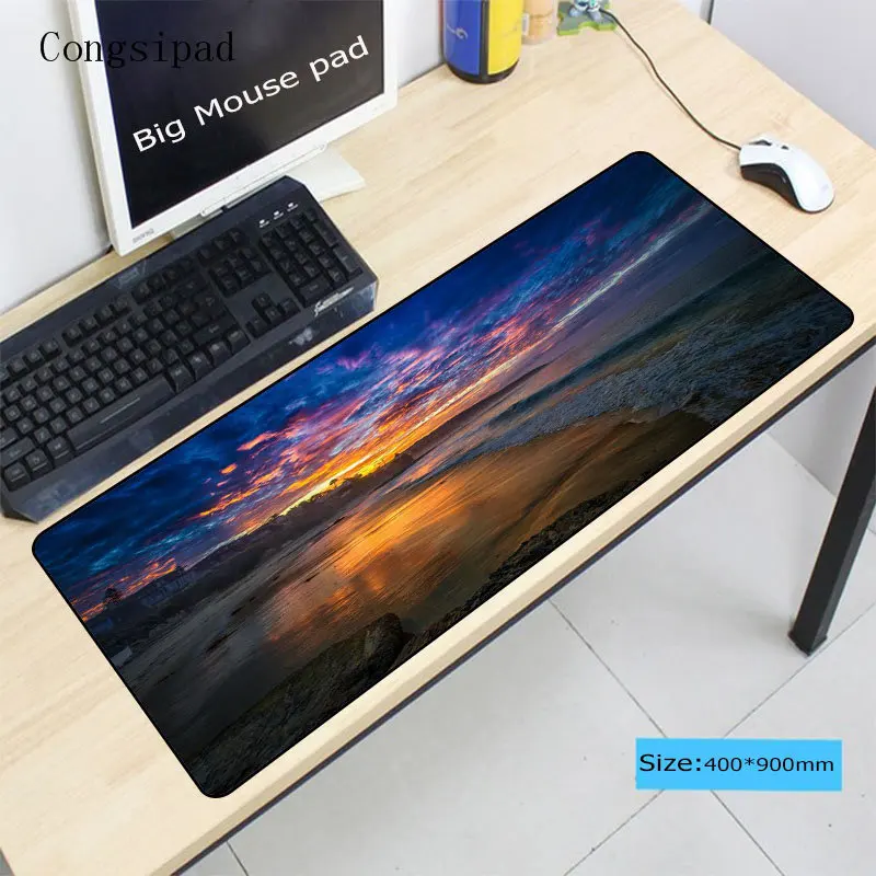  Congsipad Waterfall Scenery 400x900 Large Gaming Mouse Pad Gamer Locking Edge Mousepad Keyboard Mou