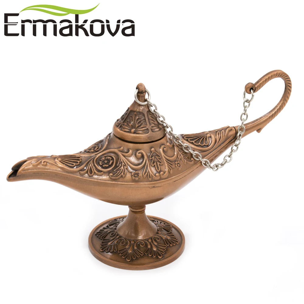 ERMAKOVA 12 см мини металлическая красная бронзовая волшебная лампа Genie в стиле ретро